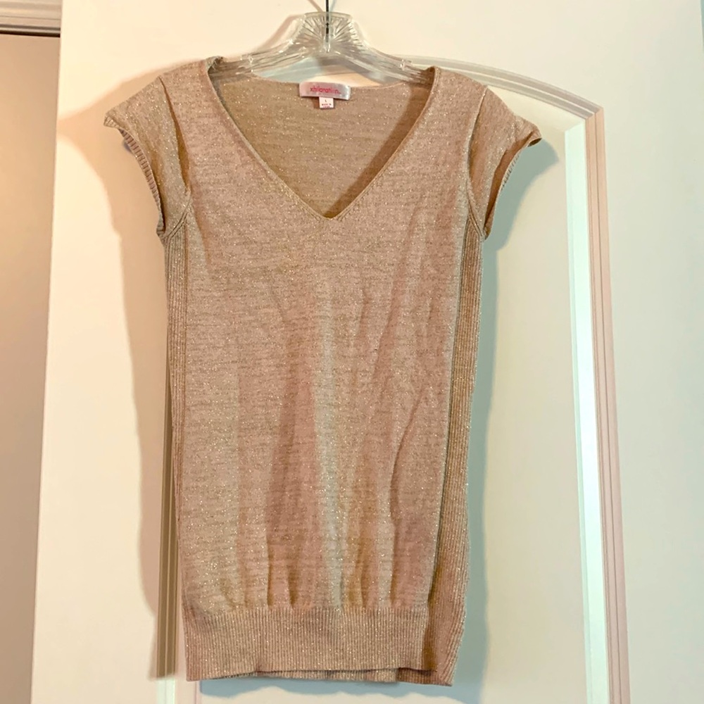 Classy Ladies pink with gold metallic tank large
